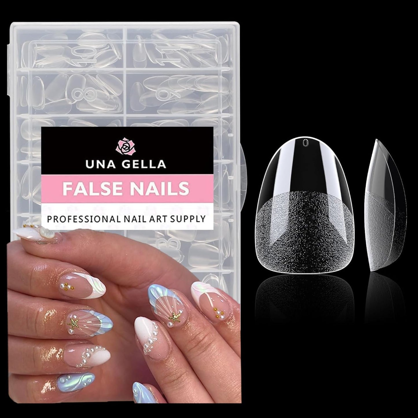 UNA GELLA Square Toe Nail Tips | 504 Pcs Soft Gel Full Cover | DIY Pedicure