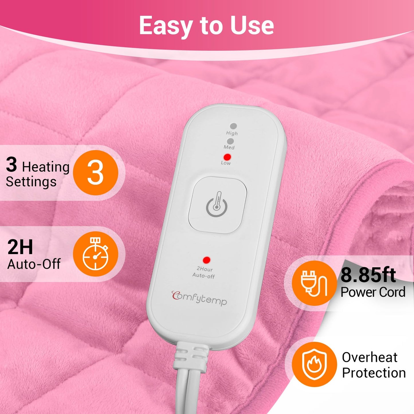 Comfytemp Weighted Heating Pad 17"×33" for Back & Cramps, Extra Large Electric Heat Pad, Birthday Days Gifts for Mom Women Men Dad, Full Body Heated Pad, Deeper Muscle & Pain Relief