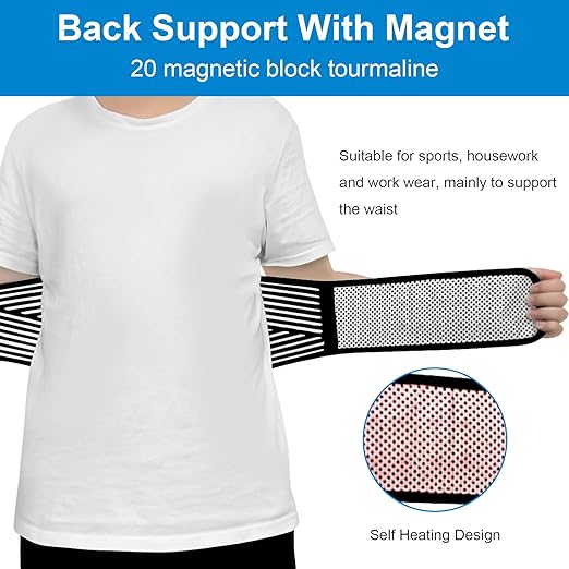 Back Support with Magnet, Tourmaline Magnetic Back Braces for Lower Back Pain Relief, Self Heating & Soothing Waist Band, Lumbar Support Belt for Herniated Disc/Sciatica (X-Large)