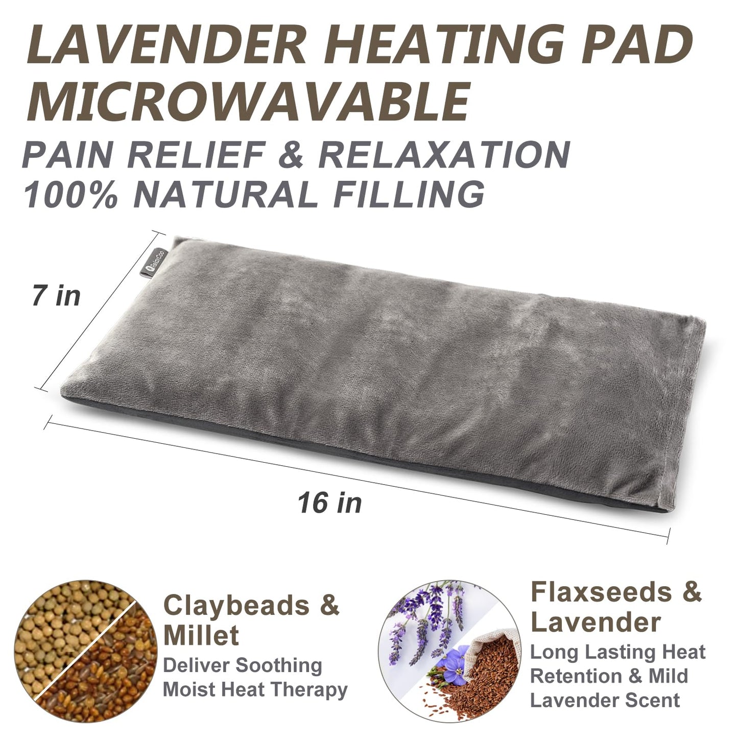 Heating pad Microwavable with Washable Cover 6 * 12" Microwave Moist Heat Pad for Neck Shoulder, Cramps, Back Pain Relief, Warm Compress Rice Bean Bag Hot Pack for Muscles, Joints, Lavender