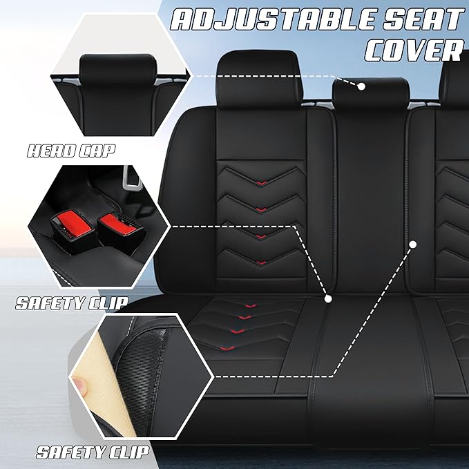 Car Seat Covers Fit for Toyota rav4 2000-2026, Stylish Sport Seat Covers, Waterproof Wear-Resistant Premium Nappa Leather Car Seat Cover.(Full Set/Black)