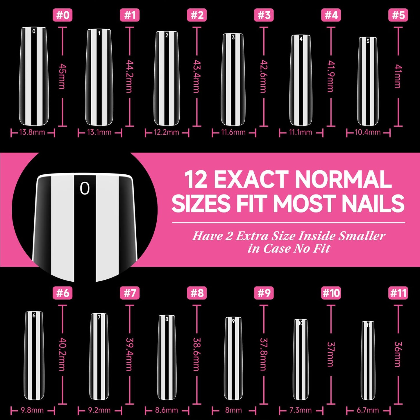 Almond Press-On Nails | 216 Pcs Full Cover Acrylic Tips | DIY Nail Extensions