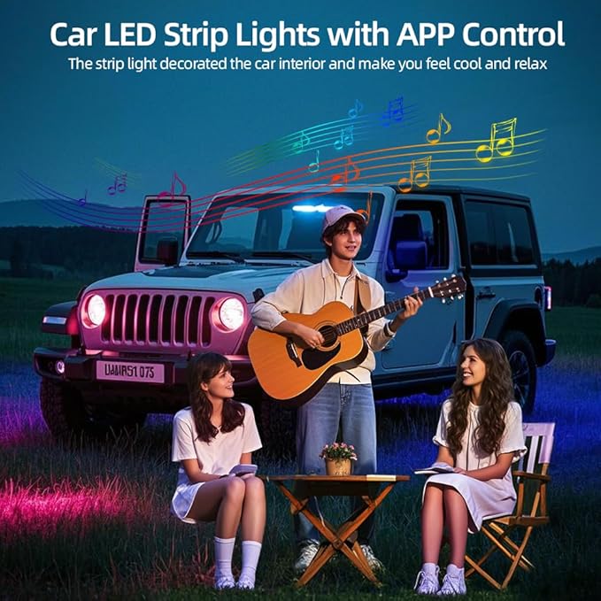 Acrylic Interior Car LED Strip Light, Dreamcolor 18-in-1 RGB Ambient Lighting with APP, 16 Million Colors 175in 600LED Music Sync Lights for Night Driving, Home, Camping & Gift Decor