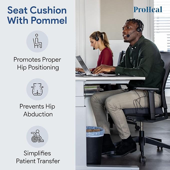 Gel Wedge Seat Cushion with Pommel, Bariatric 26" x 20" x 4" - 2" - Better Posture and Hip Positioning - High Density Foam and Pressure Redistribution Gel and Back, Tailbone, and Coccyx Support