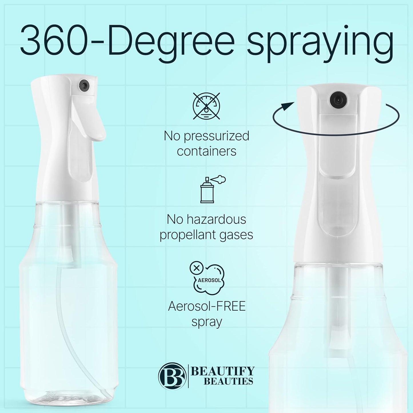 Continuous Mister Spray Bottle | 18.6oz Clear Hair & Plant Care
