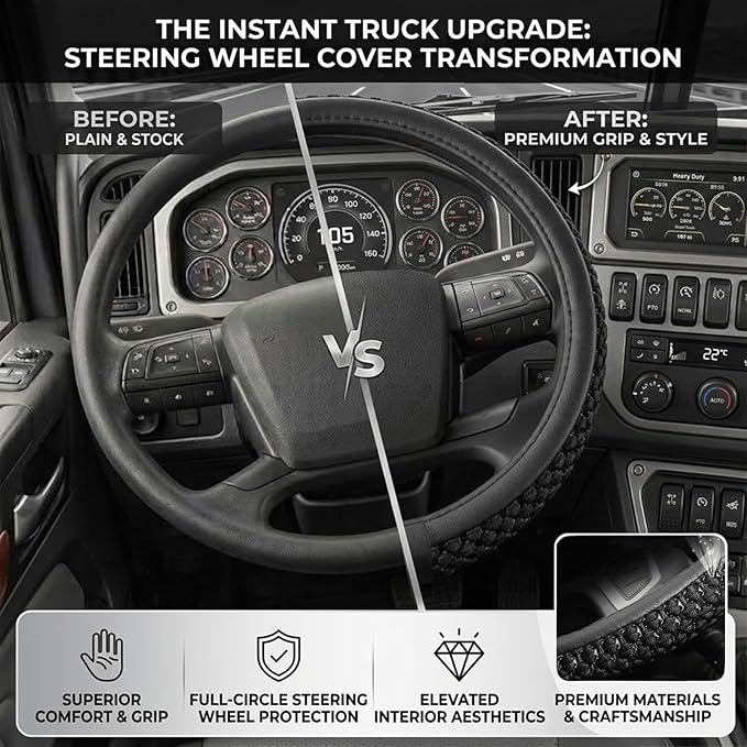Size 16-20 Inch Ice Silk Ventilation Multi-Style Comfy Grip Steering Wheel Cover for Truck, Bus, Big Rig Trucker,SUV， Anti-Slip Design 16-20 Inch (Gray, 19)