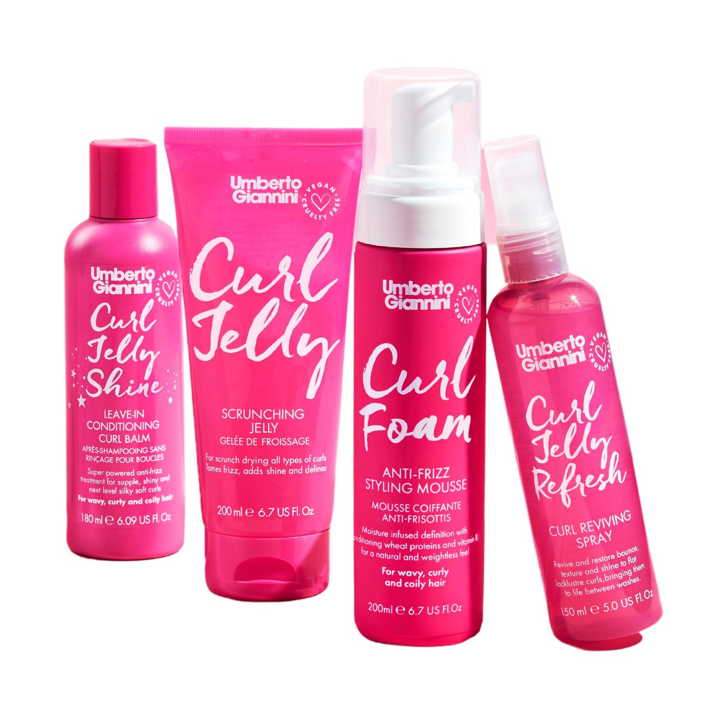 Umberto Giannini Curl Jelly Styling Kit, 4X24.49 Fl Oz - Heat Protection Curl Primer, Curl Scrunching Jelly, Humidity Proof Mous
