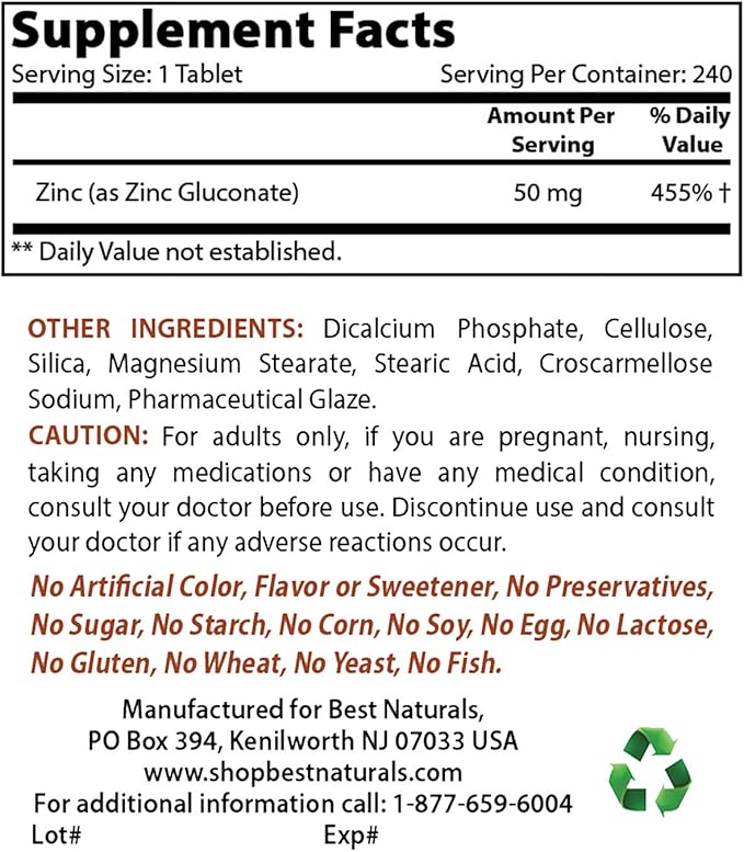 Calcium Pyruvate Powder 8 OZ & Zinc Gluconate 50mg