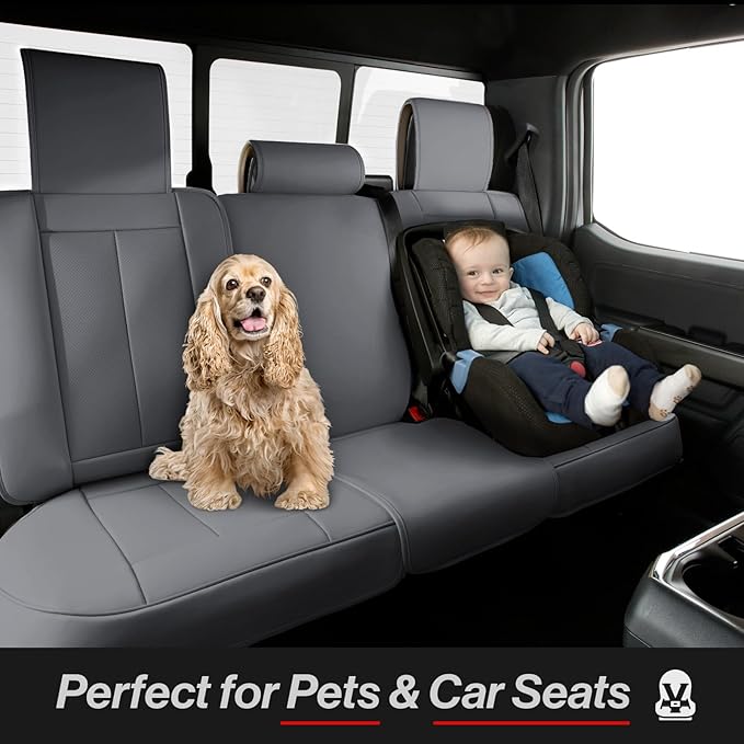 Coverland Custom Fit Car Seat Covers for Car Compatible with [2006-2020 Ford Fusion, 2016-2026 Toyota Prius] Premium Waterproof Non-Slip Interior Seat Protector [Full Set Dark Gray - Size Chart X68]
