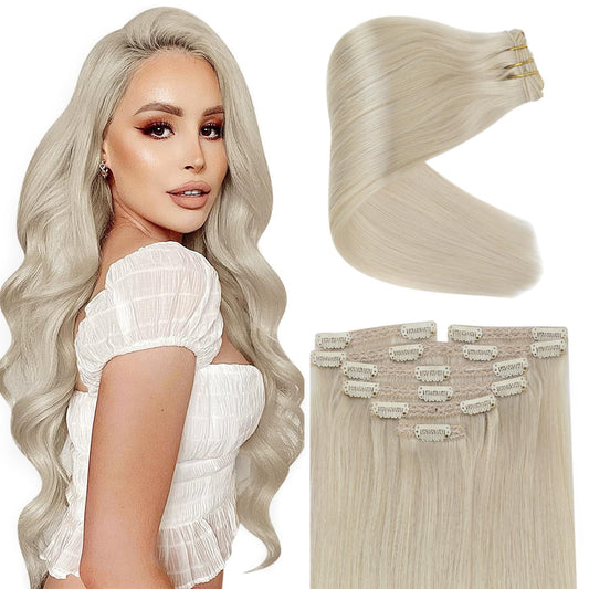 Sunny Clip In Hair Extensions Real Human Hair Blonde Clip On Hair Extensions Platinum Blonde Hair Extensions Clip In Human Hair