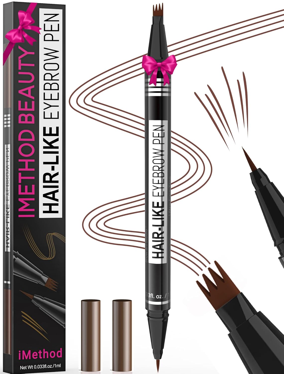 iMethod Microblading Eyebrow Pen | 2-in-1 Dual-Ended Pencil for Women – Black