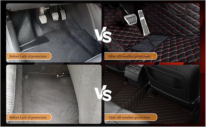 Yaruicar Custom Personalized Floor Mats for Cars Luxury Full Coverage All Car Floor Mats Anti-Slip Leather Car Mat Set Trucks & SUVs Trucks Automotive Floor Mats Liners (White Black Beige)