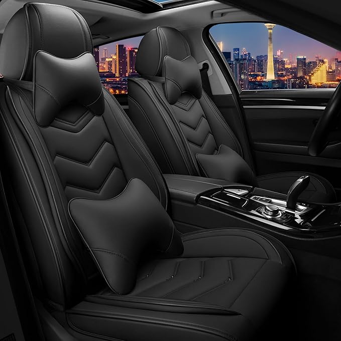 CTDS Car Seat Covers for Ford F-150 2000-2026, Stylish Sport Seat Cover, Premium Nappa Leather Car Seat Cover. Automobile Seat Covers Sets.(Luxury 2 Seats/Pure Black)