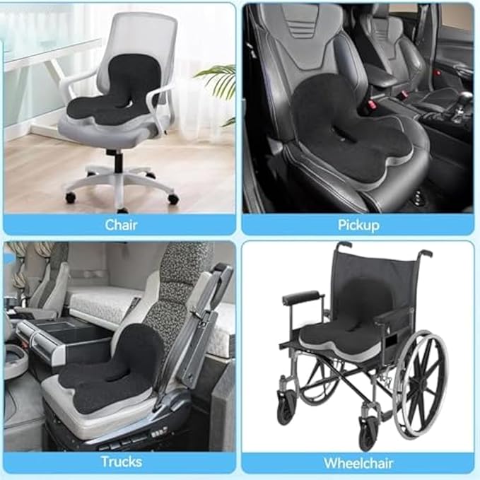 Back and Seat Cushion, Trucker Seat Cushions for Long Sitting, Car seat Cushion with Back Support, Seats Cushions for Lumbar Pain and Supporting The HIPS, Trucker Essentials (E)