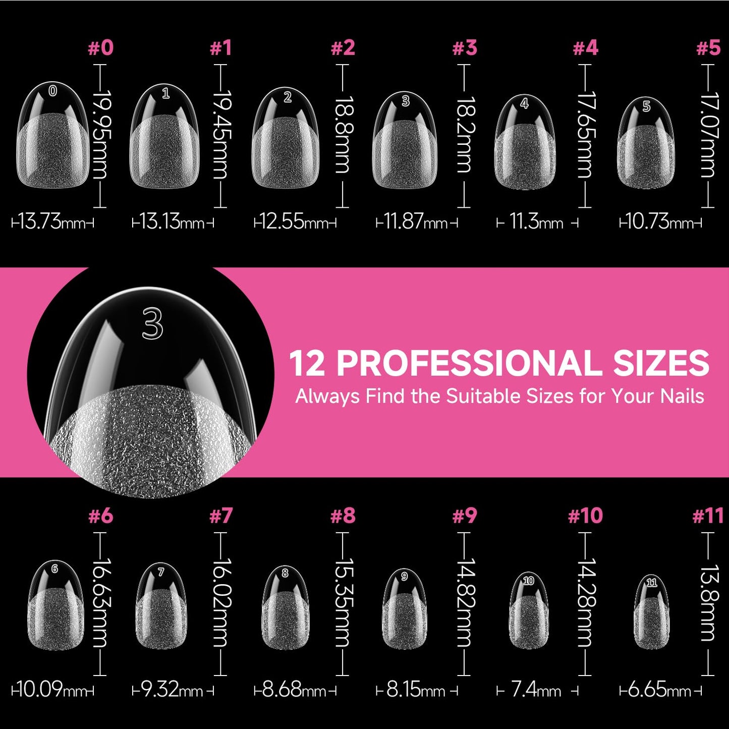 Almond Press-On Nails | 216 Pcs Full Cover Acrylic Tips | DIY Nail Extensions