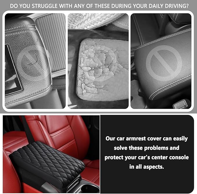 Auto Armrest Cushion Pads for Cadillac XT6 Accessories Car Centre Console Armrest Pad Durable Material and Easy to Clean-is Waterproof and Anti-Scratch