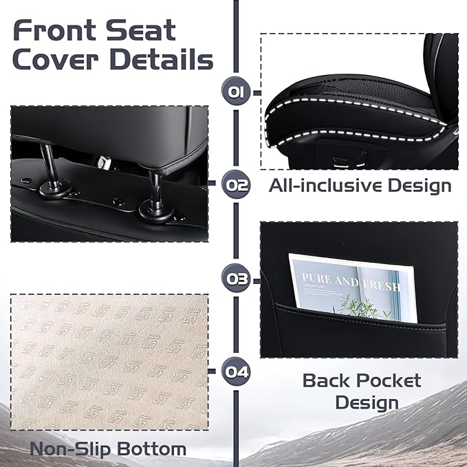 Truck Seat Covers for Ford F350 2011-2026, Waterproof Premium Leather Full Coverage Car Seat Covers, Muscle Sport Style Auto Interior Seat Cover Sets (Full Set/Black)