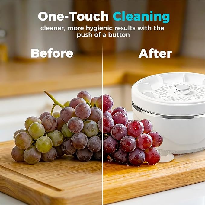Fruit and Vegetable Washing Machine, Capsule Fruit Cleaner Device for Kitchen Sink | Portable Veggie Wash Purifier for Produce Grains Meat Seafood, 2026 Wireless Hydroxyl Water Ion Technology (1Pcs)