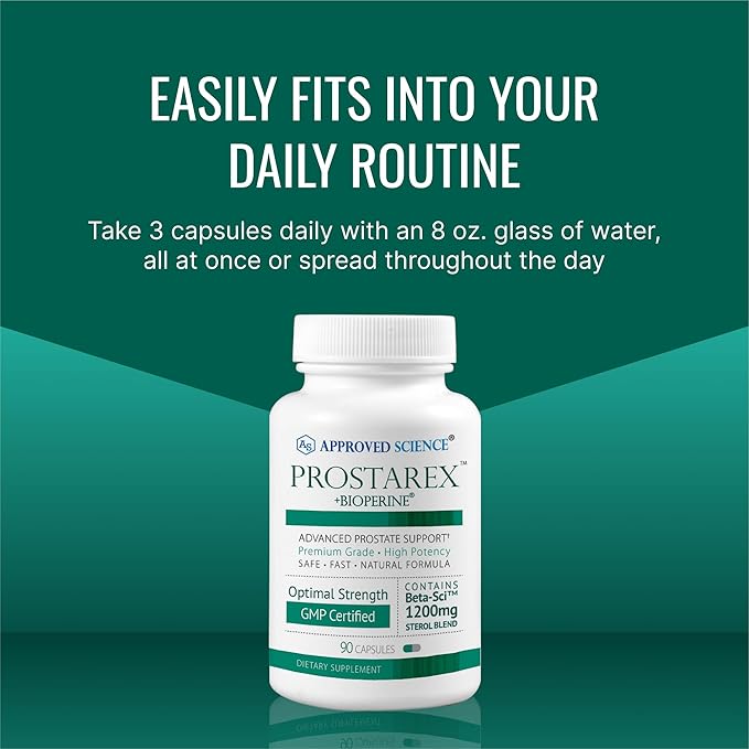 Approved Science Prostarex - Prostate Supplement - Saw Palmetto, 1200mg Beta-Sitosterol, Bioperine - 90 Capsules - 1 Month Supply