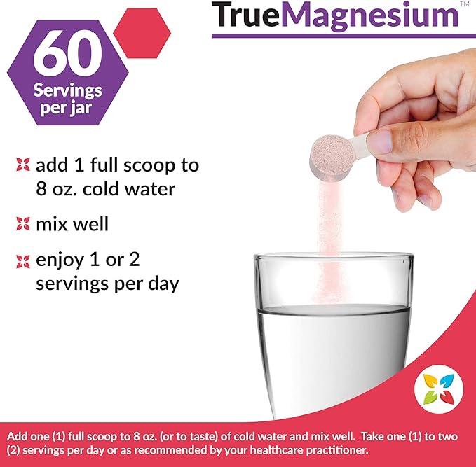 NatureCity TrueMagnesium Highly Absorbable Chelated Magnesium Bisglycinate Powder Drink Mix (60 Servings) - Magnesium Supplement for Sleep and to Support Bone Health & Muscles