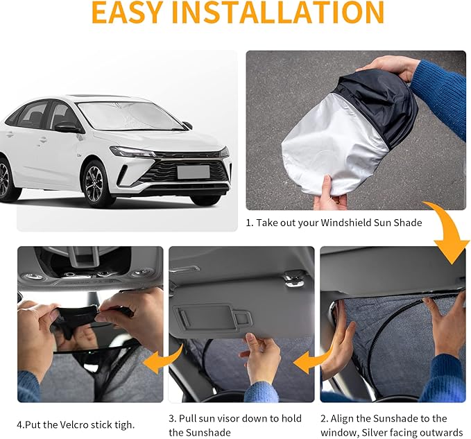 Windshield Sun Shade for Jeep Grand Cherokee SUV 2011-2026 Front Sunshade Car Sun Visor Cover Protector 210T Fold Shade Blocks UV Rays Car Accessories MP Keep Your Cars Interior Cool
