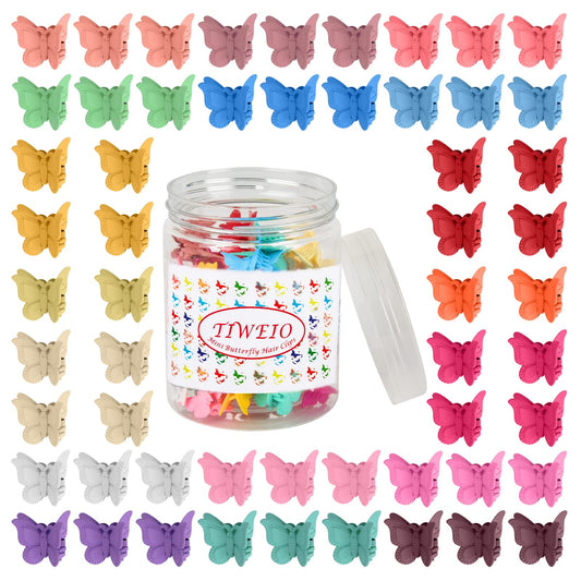 Tiweio 100 Pieces Hair Clips, Mini Butterfly Hair Clips For Girls And Women, 18 Assorted Matte Colors, Non-Slip Jaw Clip, Hair A