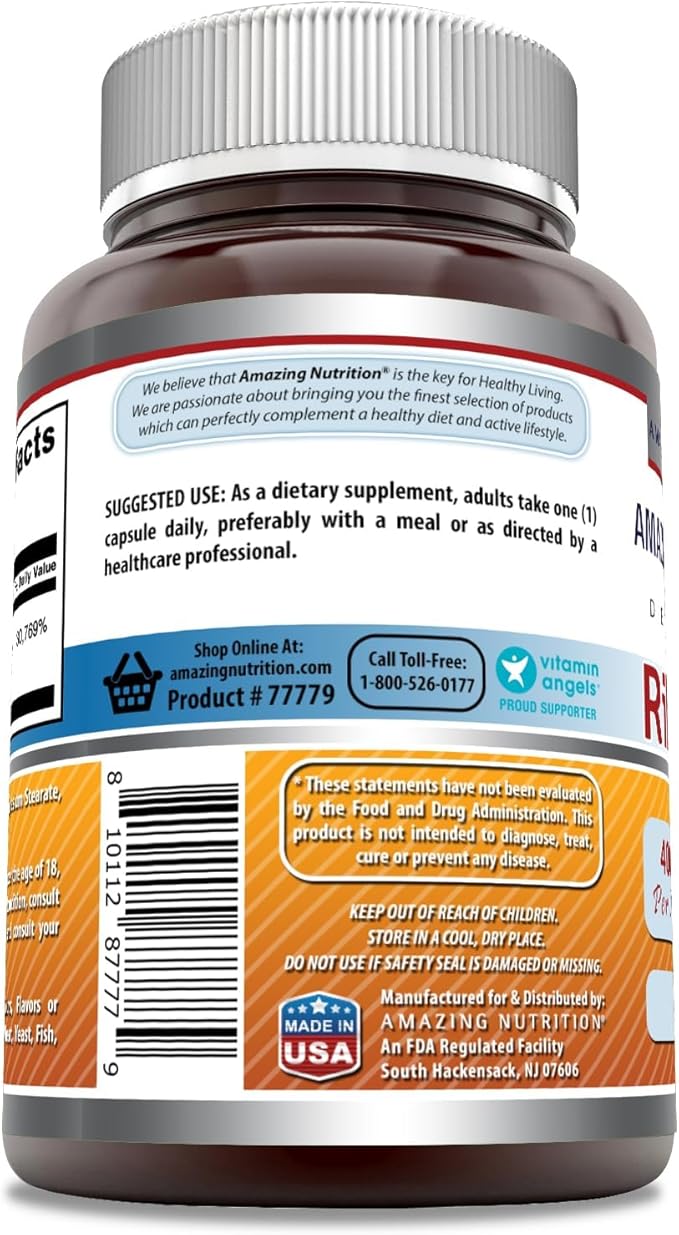 Amazing Formulas Riboflavin 400 mg Capsules | Vitamin B2 Supplement | Non-GMO | Gluten Free | Made in USA (3 Pack | 60 Count)