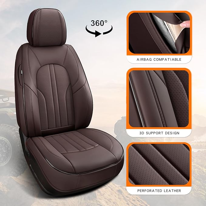 Car Seat Covers,Car Seat Protector Waterproof,Seat Covers Front Set, Car Seat Protectors,Automotive Seat Covers Fit for Most Cars Brown
