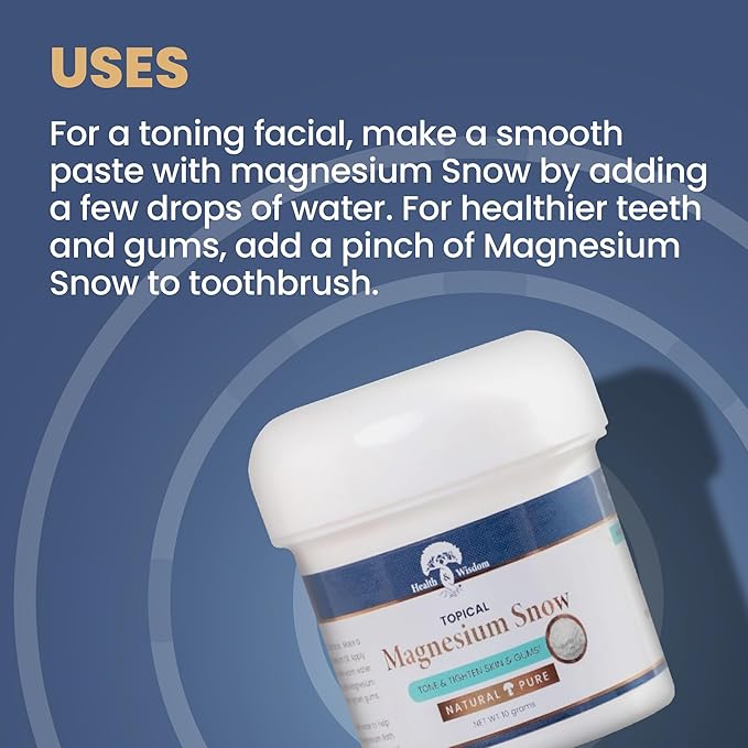 Heath and Wisdom Magnesium Snow - Magnesium Bath Soak, Magnesium Soak Bath, Magnesium Carbonate Powder, Magnesium for Bath, Calm Magnesium Powder, Magnesium Foot Soak, Magnesium for Skin - 0.35 Ounces