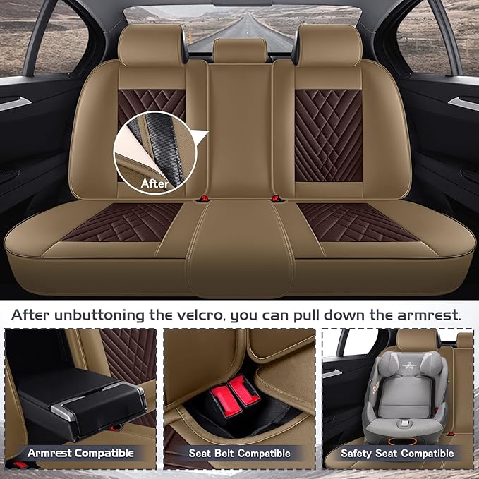 Truck Seat Covers for Chevy Silverado 2500 2007-2026, Waterproof Premium Leather Full Coverage Car Seat Cover, Muscle Sport Style Auto Interior Seat Cover Sets (Full Set/Brown Coffee)