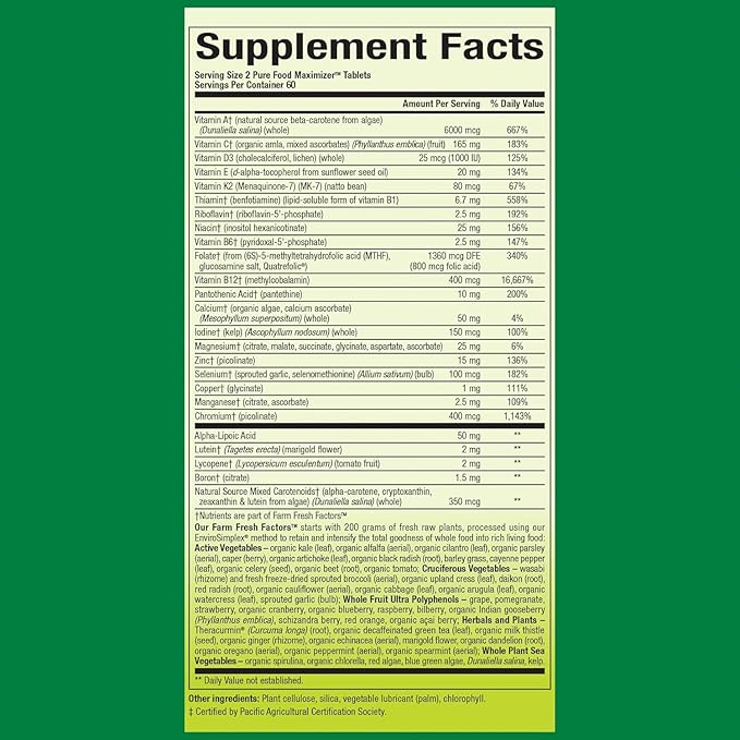 Natural Factors Whole Earth & Sea Women's 50+ Multivitamin & Mineral, 1 Serving Contains Nutrition Equivalent to ½ lb of Veggies, 120 Tablets