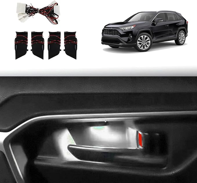 Door Bowl Light Fit for Toyota RAV4 2019 2020 2021 Inner Door Handle Accessories Bowl Shape LED Light Ambient Light Interior 4 pcs (White)