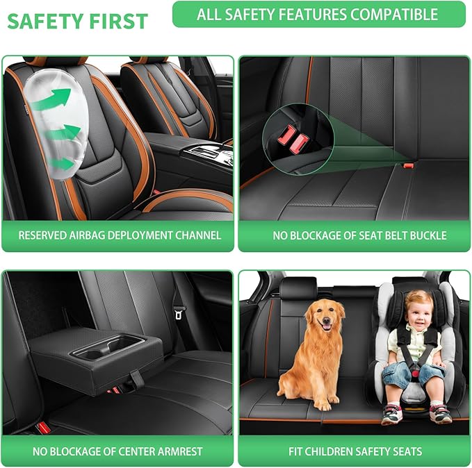 Fit Legacy Car Seat Covers for Subaru Legacy 2008-2024 2025 2026 -Upgraded Premium Waterproof & Breathable Leather, Airbag Compatible, All-Weather Seat Cushion Protector,2 Front/Black