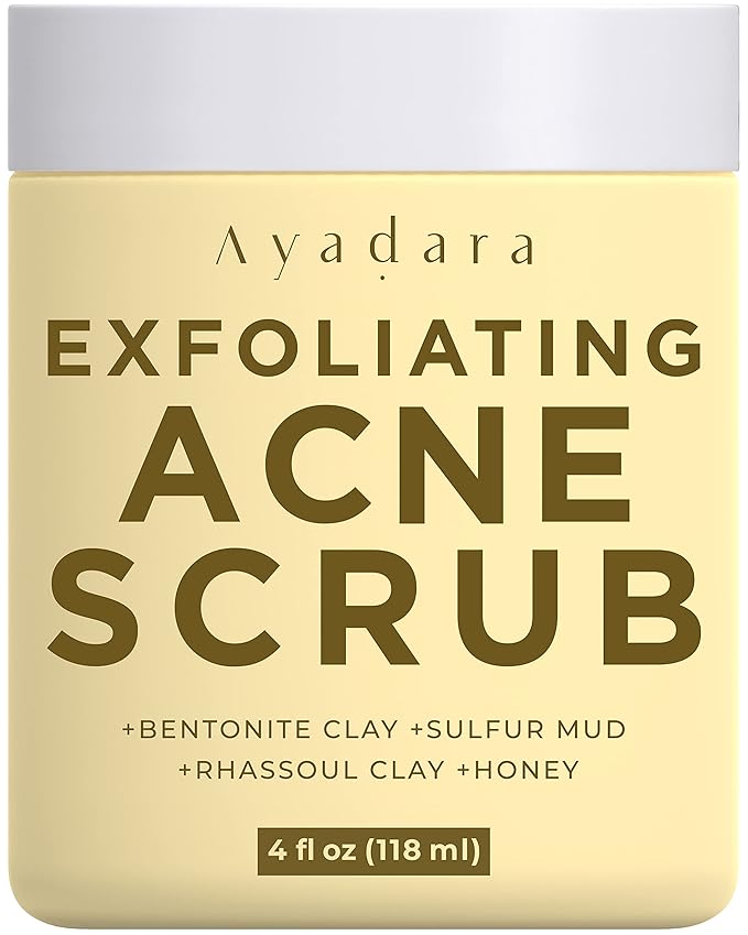 Exfoliating Acne Scrub, 4 fl oz(118 ml), Exfoliating Acne Face Wash, Natural Facial Scrub for Severe and Hormonal Acne, Facial Acne Scrub for Teens, Women, Men, and Adults, 120-Day Supply