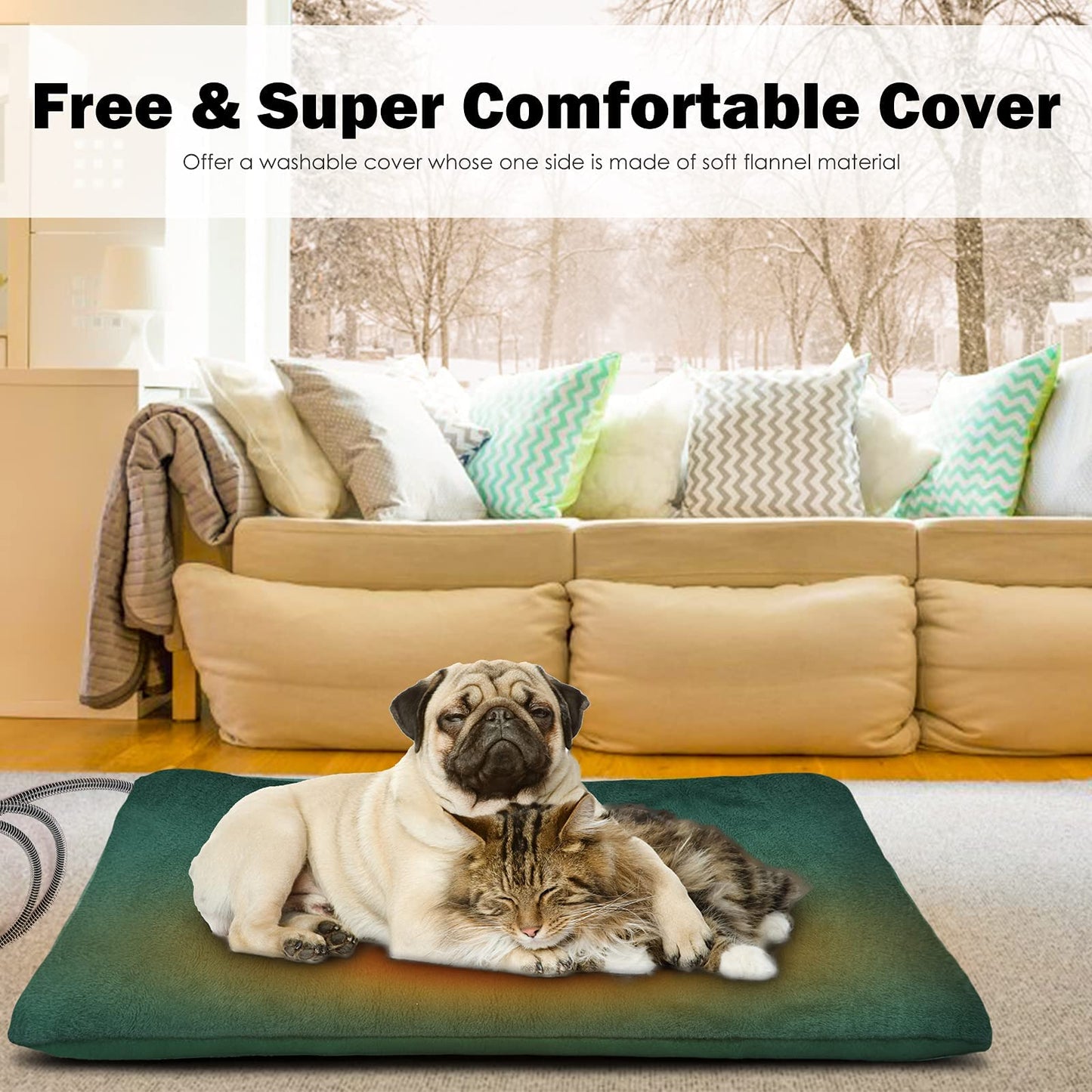 PETNF Outdoor Pet Heating Pads for Dog,Soft Electric Blanket Auto Temperature Control,Heated Mat for Dog House,Whelping Supply for Pregnant New Born Stray Feral Cat Puppy,Safe