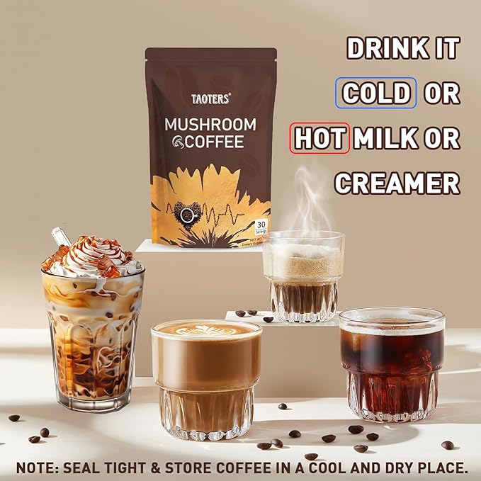 Mushroom Coffee Organic | Enhanced Focus, Boosted Immunity, Improved Energy | 6 Adaptogenic Mushrooms: Cordyceps, Reishi, King Trumpet, Shiitake, Lion's Mane & Turkey Tail | 2 Pack