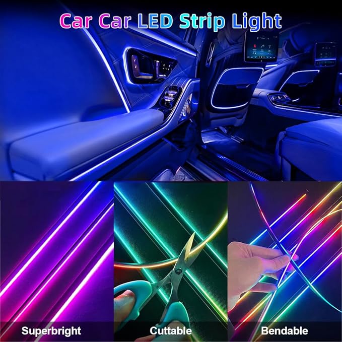 Acrylic Interior Car LED Strip Light, Dreamcolor 14-in-1 RGB Ambient Lighting with APP, 16 Million Colors 175in 600LED Music Sync Lights for Night Driving, Home, Camping & Gift Decor