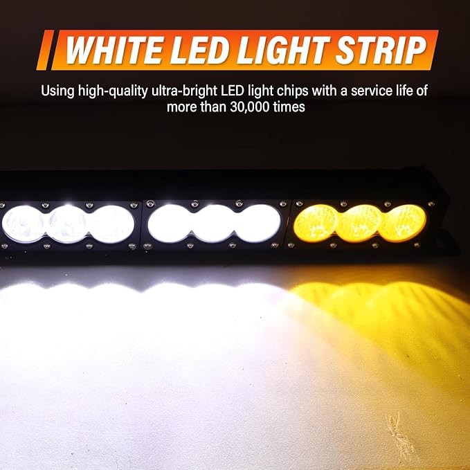AUXTINGS 38 inch Single Row Dual Color LED Light Bar 210W Off Road Light Bar White Amber Combo LED Work Light Truck UTV 4x4 Cars SUVs ATVs Boats Fog Driving Light with Wiring Harness kit