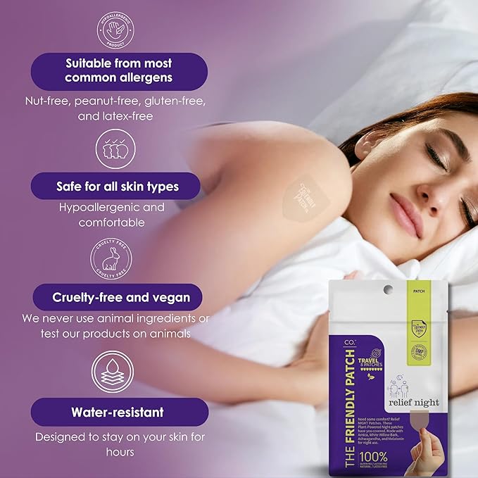 Relief Night & Rise & Shine Patch Bundle - Arnica, Melatonin, Tongkat Ali, Ashwagandha, Horny Goat Weed & Saffron for Sleep, Soreness, Strength & Performance - 16 Plant-Powered Patches for Men and Wom