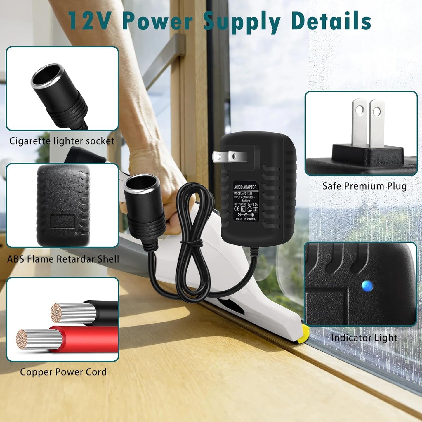 inShareplus 12V 2.5A 30W AC to DC Converter, 12 Volt Car Cigarette Lighter Adapter to Wall Outlet, 110V to 12V Power Supply for Car Devices (MP3, Fan, Dash Cam), 2 Pack