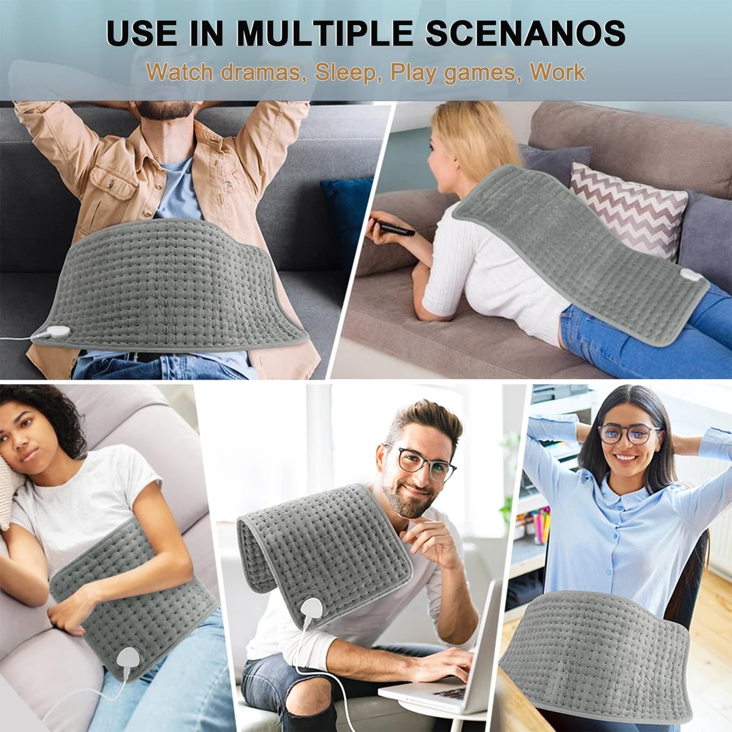 Large Heating Pad,TOPSOSO 20"x40" Extra Large Heating Pad for Back Pain Relief Electric Heating for Period Cramps Shoulders Pain Relief Moist/Dry Heat 10 Heat Setting Auto Shut Off Gift for Women Men