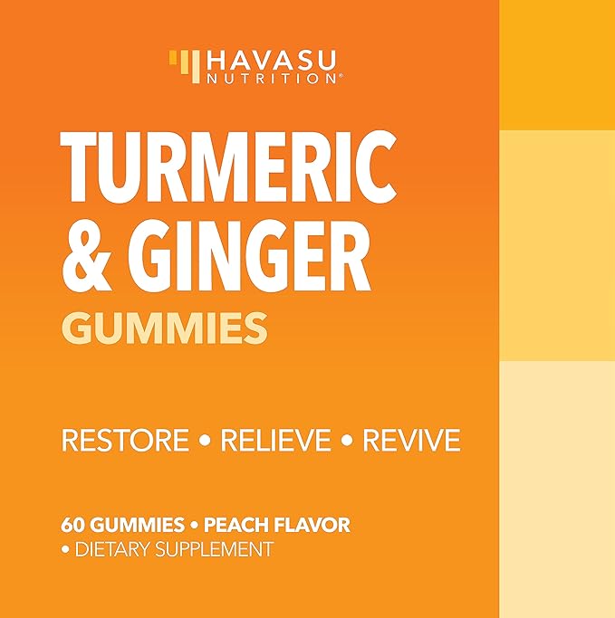 Turmeric Gummies with Ginger and 95% Curcuminoids - Digestive Health and Immune Support Supplement for Overall Wellness - 60 Count - Vegan, Non-GMO Curcumin Vitamin - Peach Flavor, 1 Month Supply