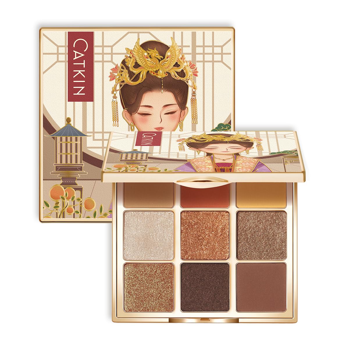 Catkin Eyeshadow Palettes 9 Blendable Shades Smooth Long Lasting Eyeshadow Matte and Glitter Eye Makeup Highly Pigmented Makeup Palettes C09 SUNSET