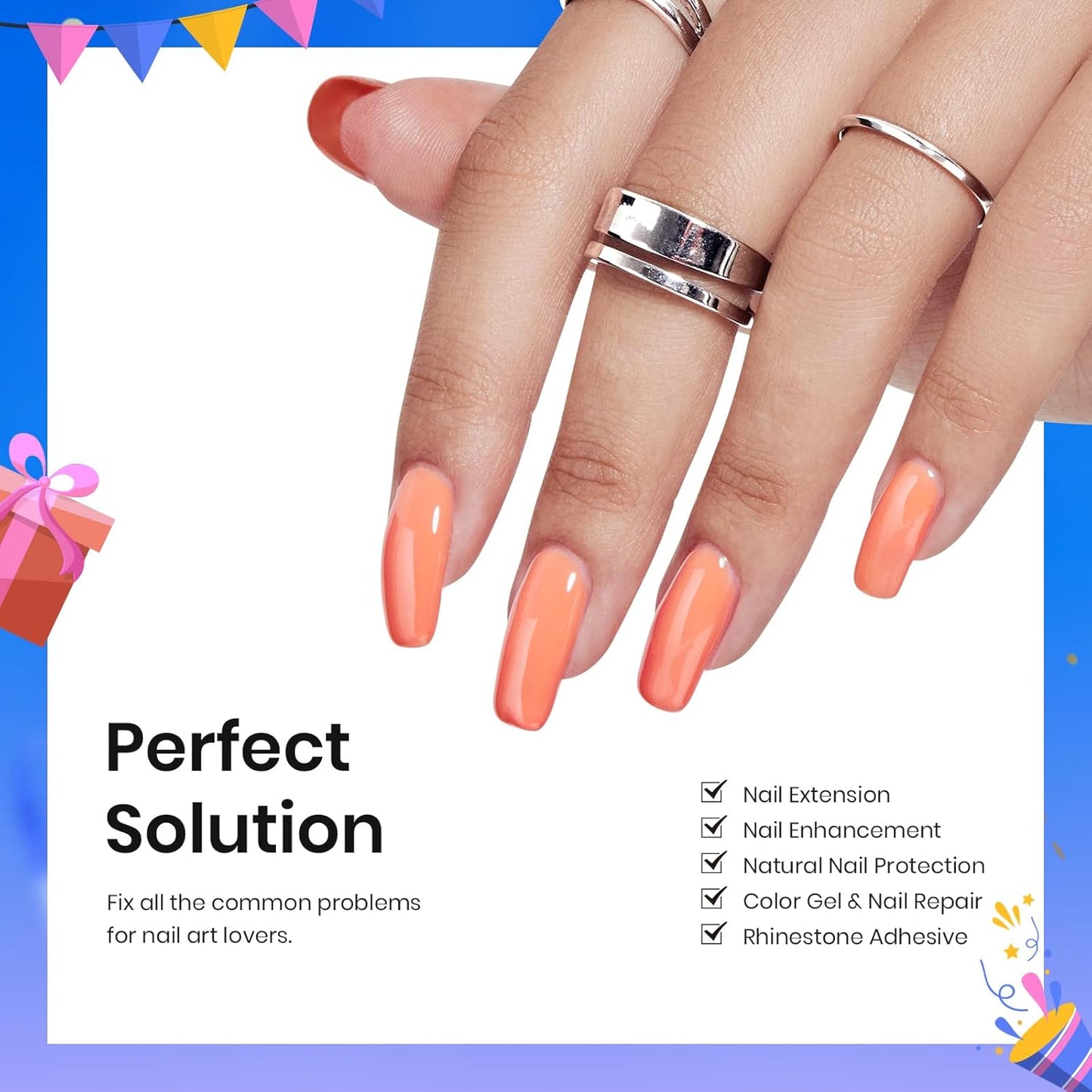15ml No Wipe Gel Top Coat & Base Coat Set | Long-Lasting Shine for Women