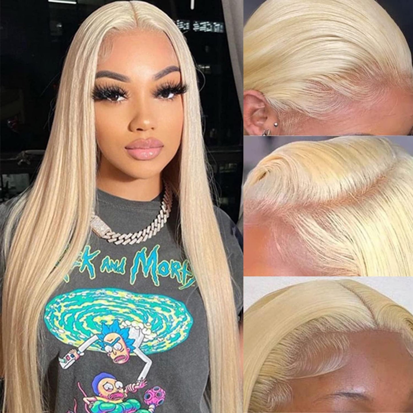 Myecool 36 Inch Blonde Lace Front Wigs Human Hair 13X4 Straight 613 Hd Lace Frontal Wig Human Hair Pre Plucked Bleached Knots Br