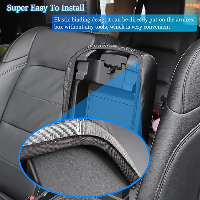 Center Console Cover Anti-Scratch Waterproof Leather Armrest Pad Protector Cushion for Dodge RAM 1500 2500 3500 2019 2020 2021 2022 2023 Interior Accessories(Black)