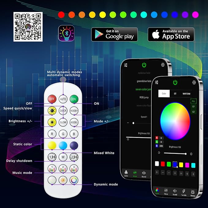 AZIMOM 6LED Colorful Fiber Optic Starlight Headliner Kits 720pcs*0.03in*9.8ft Fiber Strands APP& Remote Control Mix Color Chase Timing Fiber Optic Star Light for Car Home Sky Star Decoration