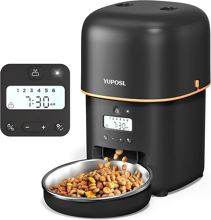Automatic Cat Feeder - 2L Cat Food Dispenser, Timed Auto Pet Feeder with 180-day Battery Life, 1-6 Meals Per Day, 1-16 Portion, Desiccant Bag Keeps Dry Food Fresh, Also for Small Dogs