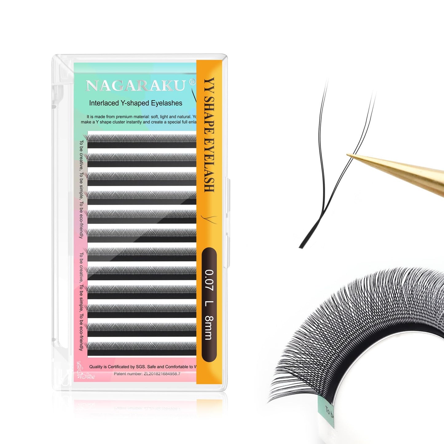 Nagaraku Yy Eyelash Extensions Supplies Y Shape Lash Premade 4D Easy Fan Russian Volume Cluster Faux Mink Matte 0.07Mm L Curl 8M