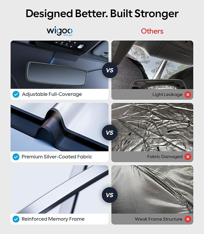 Wigoo for Toyota Corolla Windshield Sunshade [OEM Design, 100% Sun Blockage] Foldable Heat Insulation Sun Shade with Storage Bag, for Toyota Corolla (2019-2026), Silver Coating